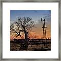 Sunset Roadside Scene In Oklahoma Framed Print