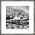 Sunset Salty Marsh At Jekyll Island Black And White Framed Print