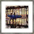 Sunset Silhouette At Oceanside Pier Framed Print