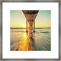 Sunset Sunbeams, Ocean Beach Pier Framed Print