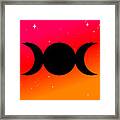 Sunset Triple Moon Goddess Symbol On Warm Ombre Framed Print