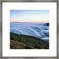 Sunset With Floating Blue Waves Of Clouds Framed Print
