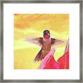 Sunset With Hummingbird Watercolor Painting Framed Print
