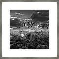 Superstition Mountains Black And White Framed Print