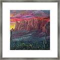 Superstition Mountains Sunrise Framed Print