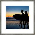 Surfers' Silhouette Framed Print
