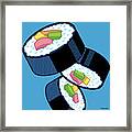 Sushi On Blue Framed Print
