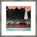 Swimming Pool At Twilight Painting By Linda Queally Framed Print