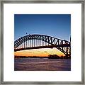 Sydney Harbour Bridge Illuminated At Sunset Framed Print