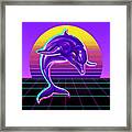 Synthwave Dolphin Framed Print