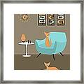 Tabby Cats In Blue And Orange Framed Print