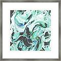Teal Blue Swirl Textured Decorative Art Ii Framed Print