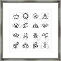 Teamwork Line Icons. Editable Stroke. Pixel Perfect. For Mobile And Web. Contains Such Icons As Like Button, Cooperation, Handshake, Human Resources, Text Messaging. Framed Print