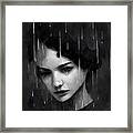 Tears In The Rain 01 Woman Portrait Black And White Framed Print