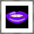Teeth Smile Purple Lips Black Bg Novelty Face Mask Framed Print