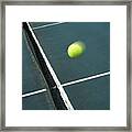 Tennis Ball In Motion Approaching Net Framed Print