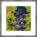 The Aerial View Looking Straight Down At A River In Remote Rural Dumfries And Galloway Framed Print