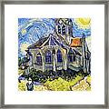The Church At Auvers On A Starry Night - Digital Recreation Framed Print