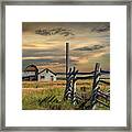 The John Moulton Farm On Mormon Row With Corral Fence Framed Print