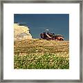 The Last Harvest - Massey Harris Combine And International Truck On Nd Pasture Hill Framed Print