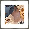 The Magic Of Nature, Golden Tropical Leaves Watercolor Shapes Print, Aesthetic Autumn Illustration Framed Print