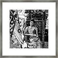 The Market In Africa Black And White Framed Print