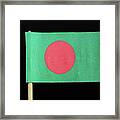 The National Flag Of Bangladesh On Toothpick On Black Background. A Red Disc On A Green Field Framed Print