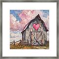 The Pink Heart Barn Framed Print
