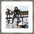 The Salt Fields - Salt Farmers, Vietnam Framed Print