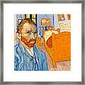 The Self-portrait Of Vincent Van Gogh In Front Of The Bedroom In Arles - Digital Recreation Framed Print