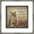 The Wise Old Owl Poem Framed Print
