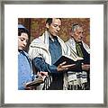 Three Generations Reading From The Torah Framed Print
