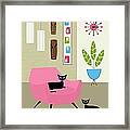 Tikis On The Wall In Pink And Blue Framed Print