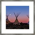 Tipis With Morning Full Worm Moon Framed Print