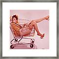 Tired ,frustrated Woman In Supermarket Shopping Trolley. (photo By H. Armstrong Roberts/retrofile/getty Images) Framed Print