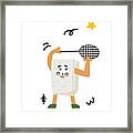 Tofu Loves Playing Badminton Framed Print