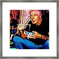 Tony Eats Noodles - Bourdain By Bellino Framed Print