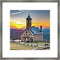 Top Of The Rock Sunset And Chapel Of The Ozarks 1x1 Framed Print
