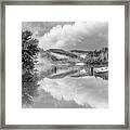 Touch Of Fog On The Lake Black And White Framed Print