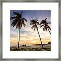 Tourists Horse Riding On A Tropical Beach At Sunset, Costa Rica Framed Print