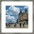 Tourists On The Promenade In Quebec City Framed Print
