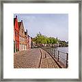 Traditional Red Brick Houses And Canal In Bruges, Belgium Framed Print