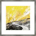 Travel Into The Sun - Yellow And Gray Art Framed Print