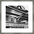 Traveling Through The Denver Colorado Union Train Station - Black And White Framed Print