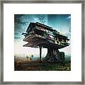 Treehouse In The Early Morning Mist Framed Print