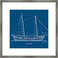 Trehantiri - Traditional Greek Sailing Boat - Blueprint Framed Print