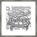 Turtle Elephant Flat Earth Concept Drawing Framed Print