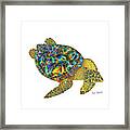Turtle In White Background. Framed Print