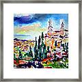 Tuscany Siena Town Watercolor Framed Print