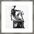 Twiggy Atop A Television Box Framed Print